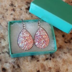 Sparkling Light Lavender Teardrop Earrings